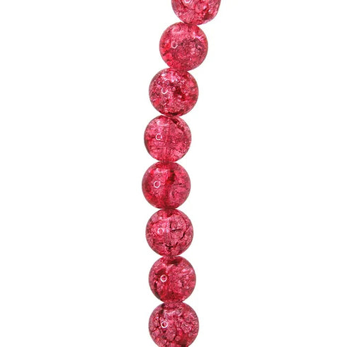 12mm Pink Colour Round Crackle Strung Beads